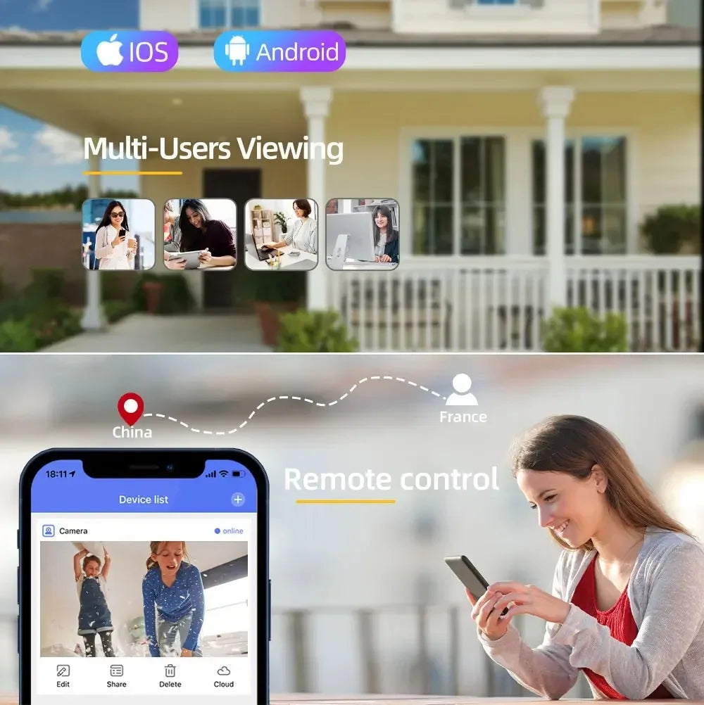 YOOSEE 15MP 4K WiFi Camera Three Lens Screen Camera Onvif 10X Zoom PTZ Automatic Tracking Two-way Audio CCTV Video Security Cam