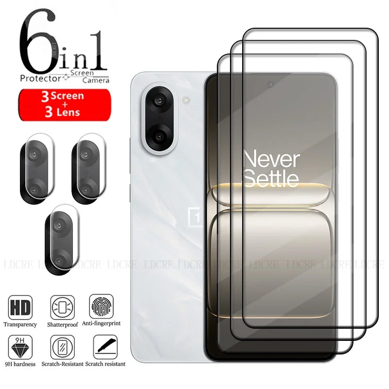 6-in-1 For Oneplus Nord CE 5 Tempered Glass Oneplus Nord CE 5 Glass 9H Full Cover Screen Protector Oneplus Nord CE 5 Lens Glass AE Tidesmit