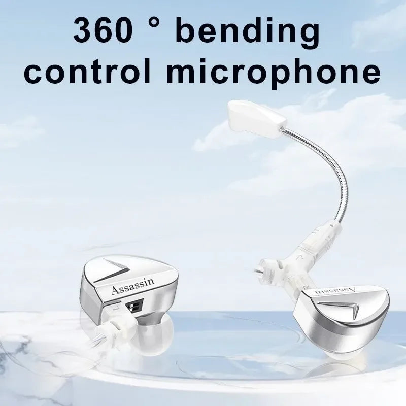 Tidesmit Wired Gaming Earbuds | Hybrid Dual Driver HiFi IEMs | Silver Tidesmit