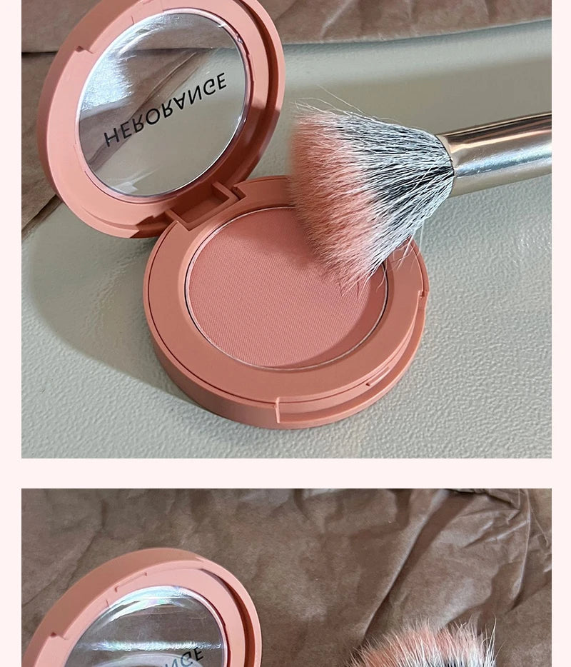 Tidesmit Herorange monochrome matte blush powder in peach orange shade texture close-up for natural makeup look