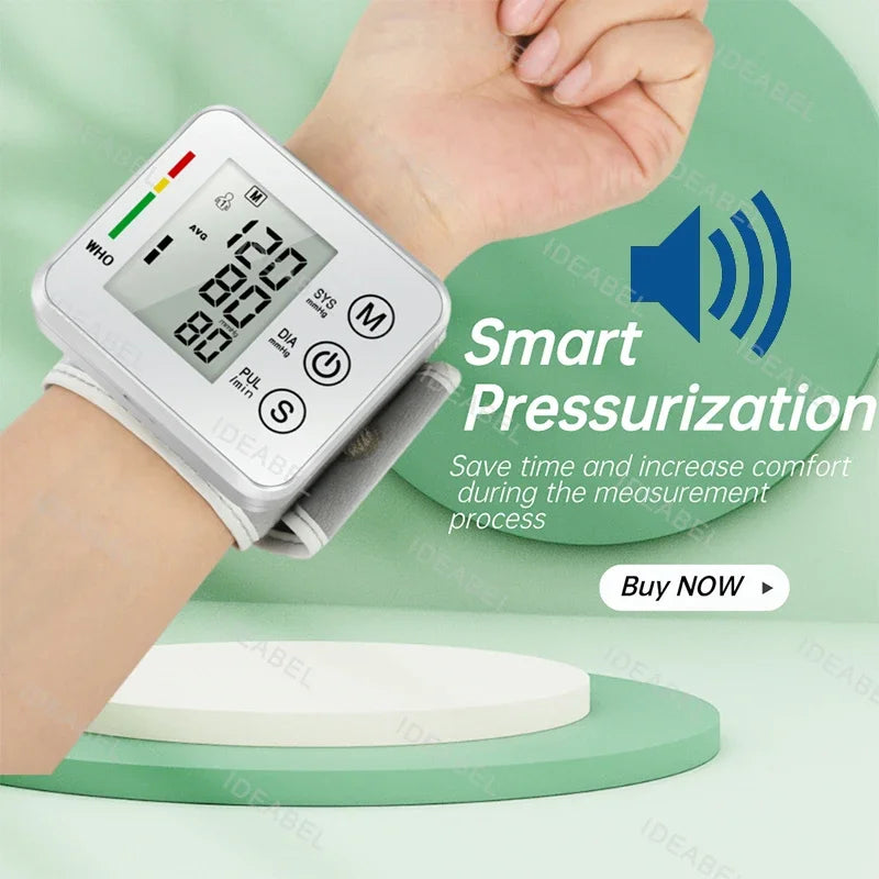 IDEABEL Voice Tonometer Tensiometer Heart Rate Pulse Meter BP Monitor Digital Wrist Blood Pressure Monitor Sphygmomanometer