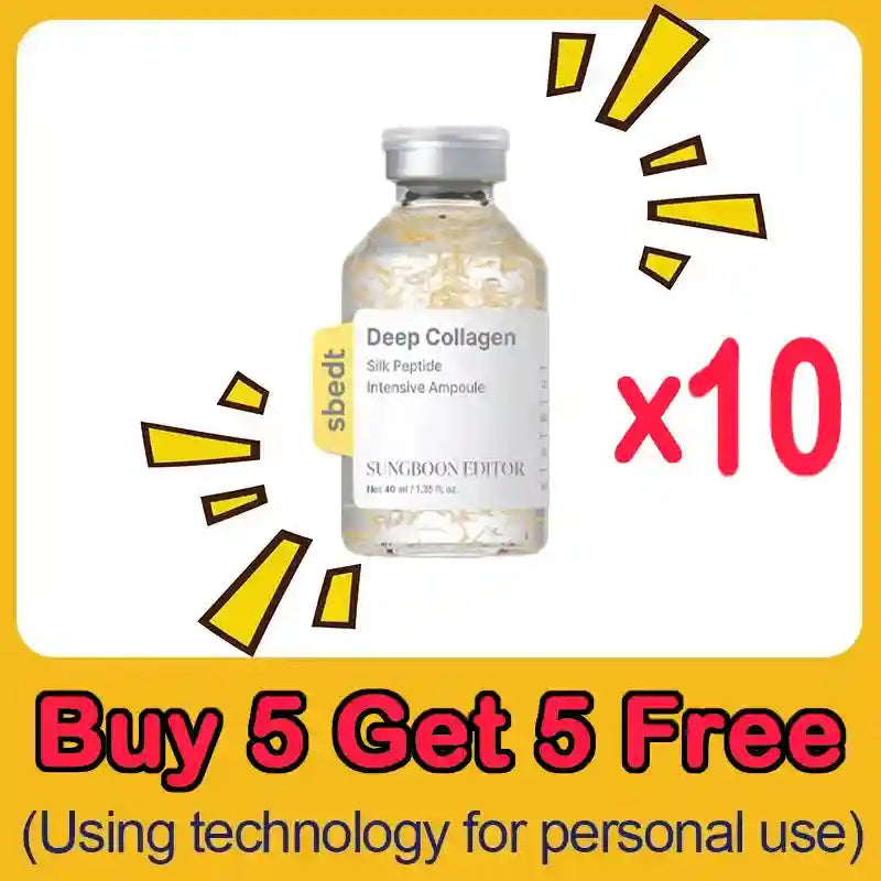 Sungboon Editor Deep Collagen Silk Peptide Intensive Ampoule in a 40ml glass bottle for facial lifting and tightening.