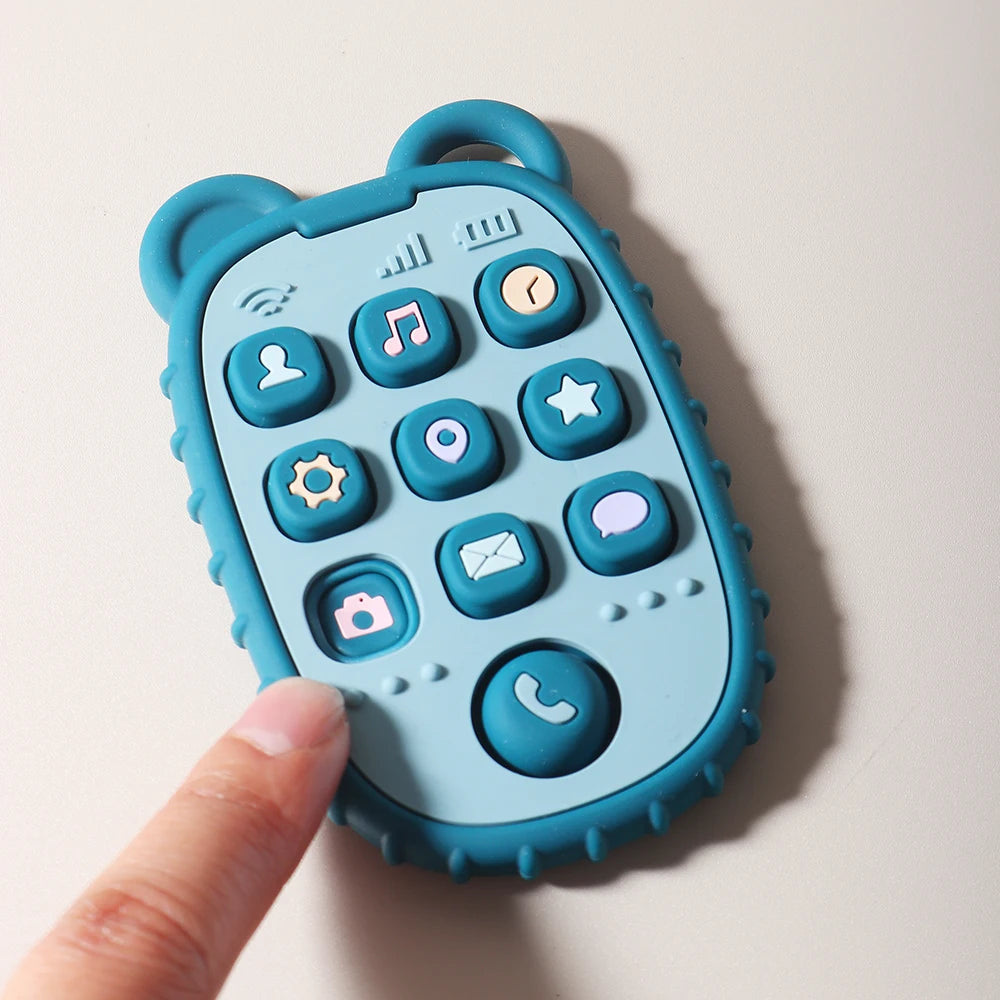 Cute Baby Silicone Mobile Teether Food Grade Safe Teether Cute Cartoon Bear Ease Teeth Pain Toy Teething Gift