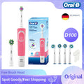 Oral B D100 2D Vitality Electric Toothbrush Timer 7600Rpm Cross Action Deep Cleaning and Whitening Teeth Tooth Brush