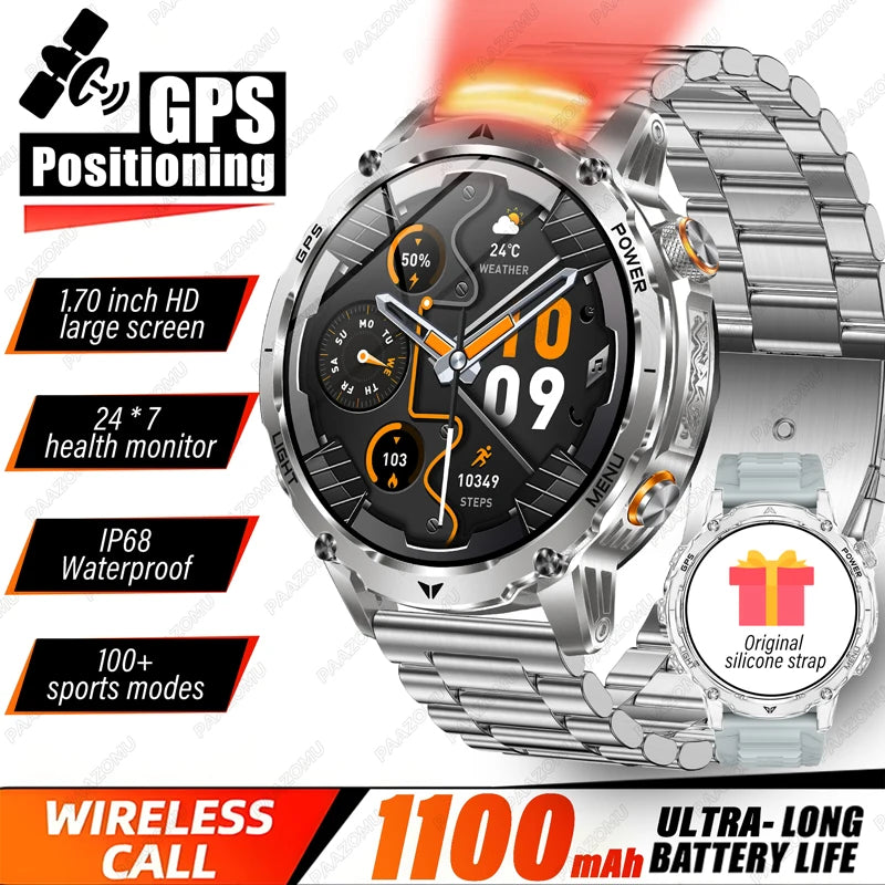 New T-Rex3 Ultra Smartwatch 1100mAh Battery GPS Compass IP69K Waterproof Outdoor Sports Tracker Military Grade Watch