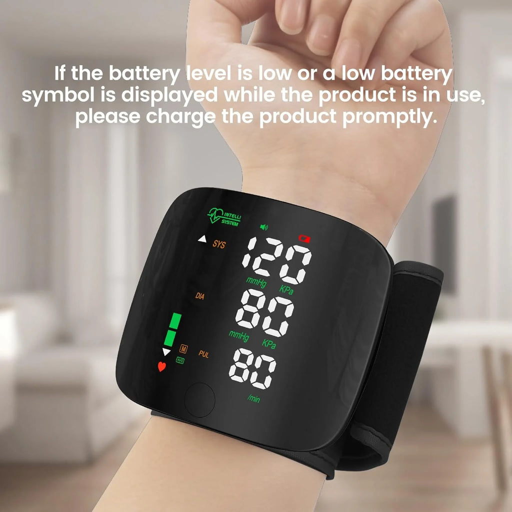 Rechargeable Digital Wrist Blood Pressure Monitor Sphygmomanometer Tonometer Tensiometer blood pressure Heart Rate Monitor