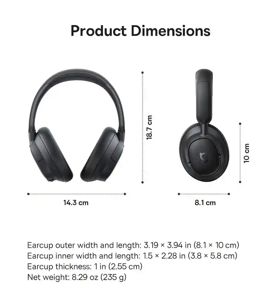 Wireless Noise Cancelling Headphones: 80Hr Battery Over-Ear Audio Tidesmit