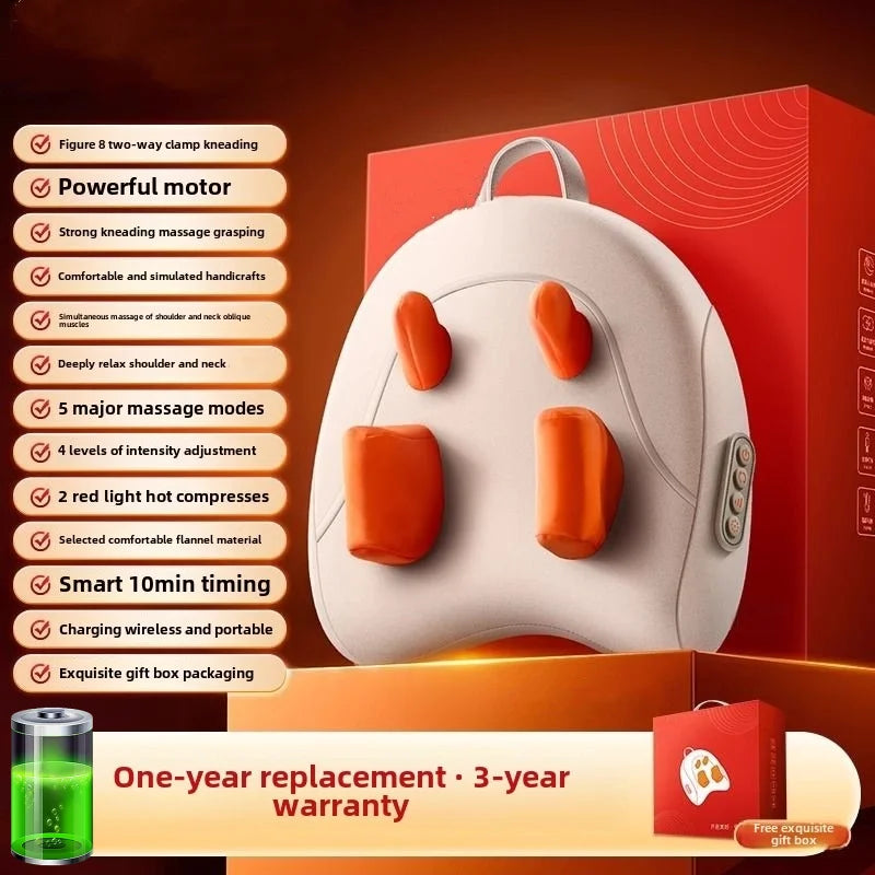 Electric Massager Neck Pillow - Portable Deep Tissue with Heat Therapy Massage Cushion Tidesmit