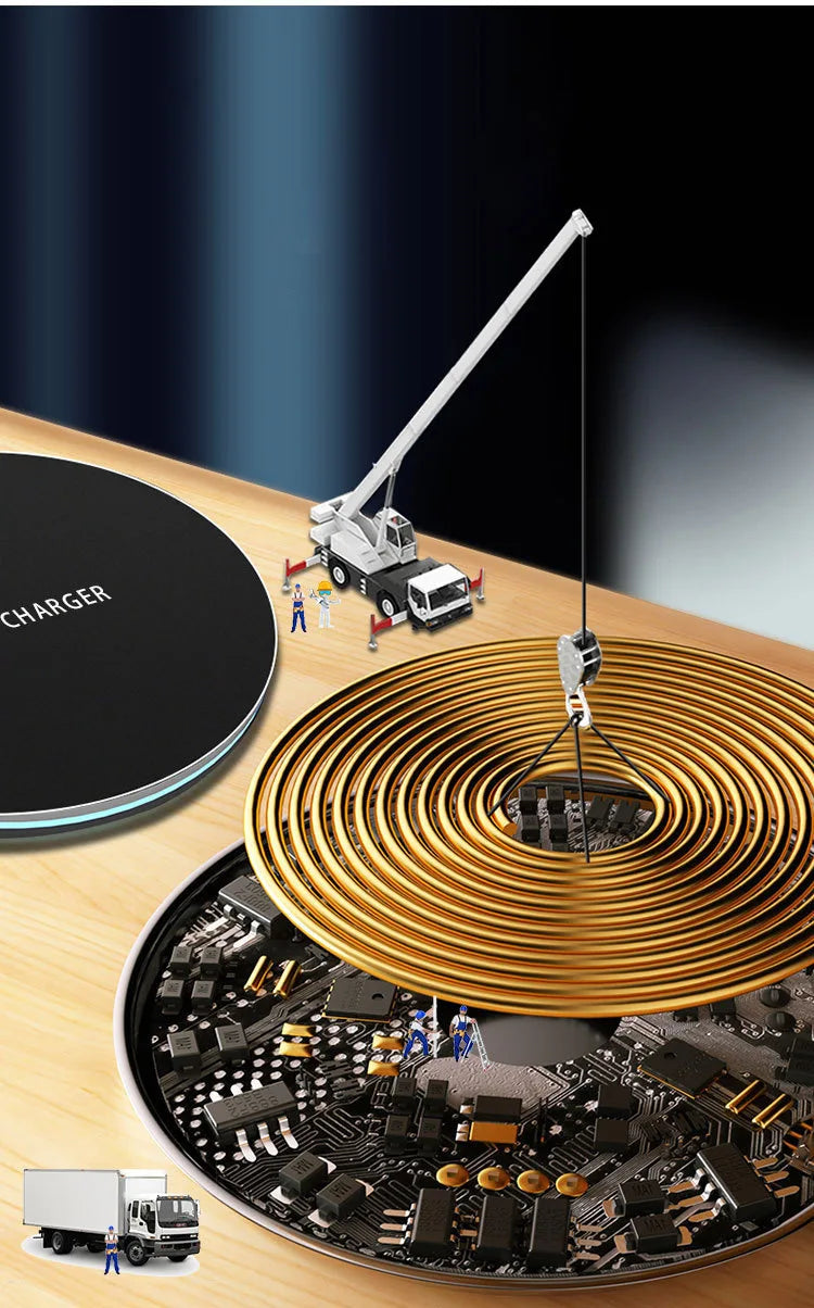 15W Qi Certified Wireless Charger Pad for iPhone and Samsung - Black Tidesmit