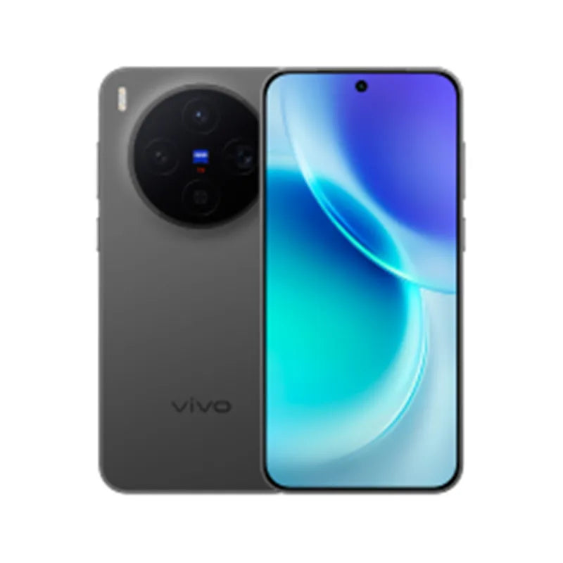 Gray Vivo X300 smartphone, front and back view, 200MP Zeiss camera, 6.31-inch AMOLED display, sleek modern design.