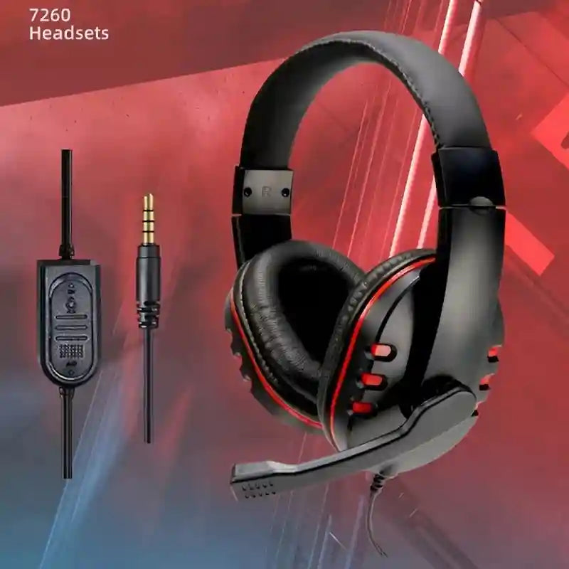 Tidesmit Wired Over-Ear Gaming Headphones with HD Sound for PC and Laptop Red Tidesmit