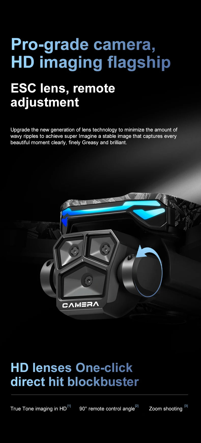 4K RC Camera Drone - D13 Foldable GPS Quadcopter with Obstacle Avoidance Tidesmit