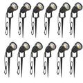 Black spike LED garden spotlights set with multiple heads