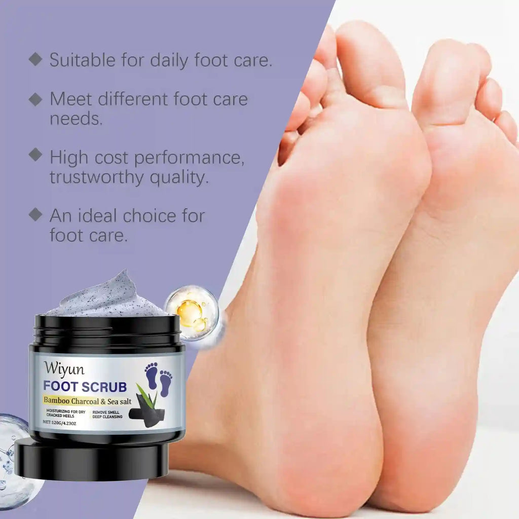 Bamboo Charcoal Foot Scrub for Dead Skin Removal - 120g Natural Exfoliant Scrubs Treatments Tidesmit