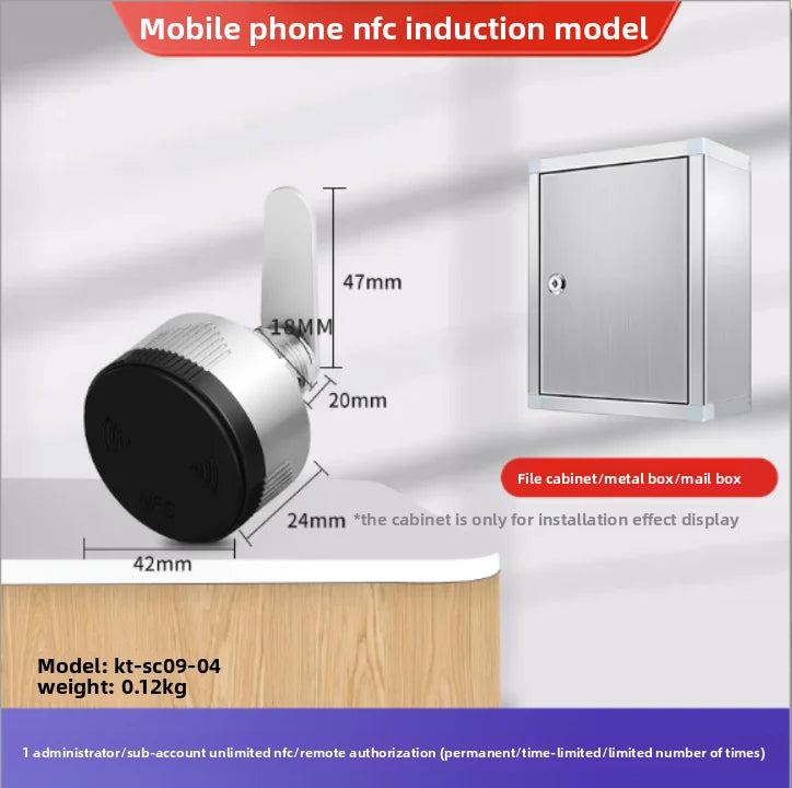 KOB Smart Cabinet Cam Lock - Remote Unlock Fingerprint Password Lock for Office Desk File Metal Cabinet Drawer
