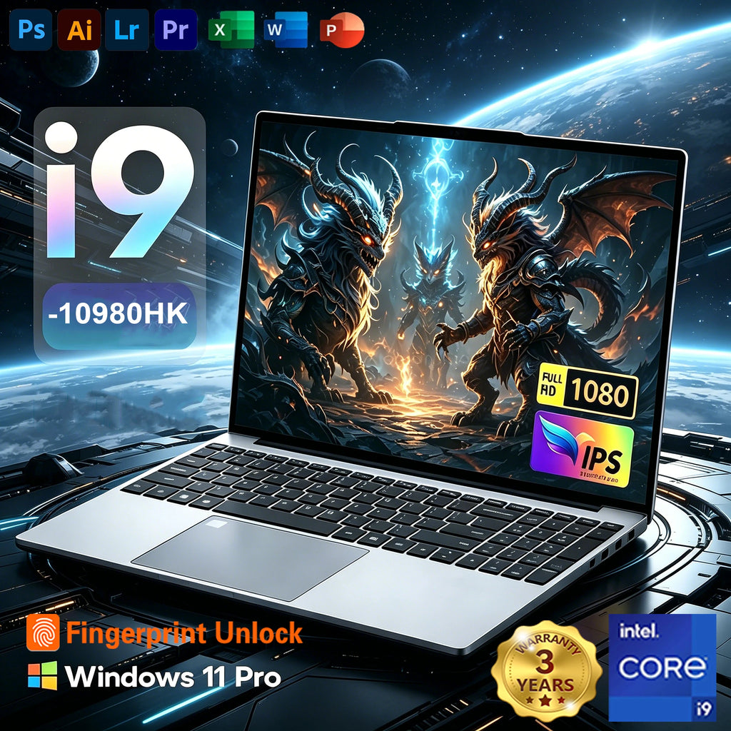 2026 i9 Laptops Windows 11 15.6" Laptop Fingerprint UnIock Intel Core i9-10980HK 16GB RAM 1TB 2TB SSD Office Gaming i9 Notebook