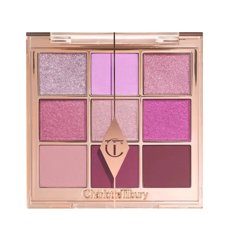 Tidesmit 9 color rose pink eyeshadow palette featuring matte and glitter finishes for versatile eye makeup looks