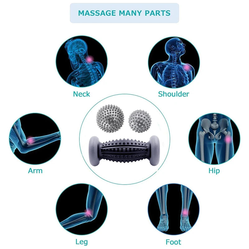 Foot Massage Roller and Spiky Ball Set for Targeted Muscle Relief Back Massage Instrument Tidesmit
