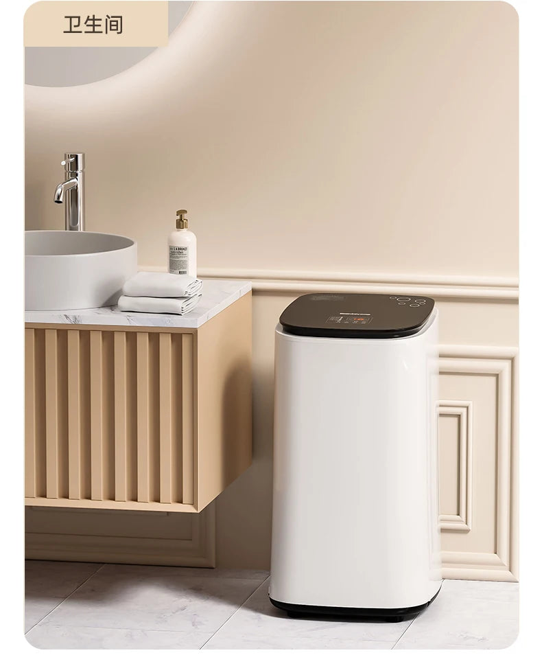 Tidesmit 60L automatic clothes dryer with baby clothing disinfection and air-drying function, side view.