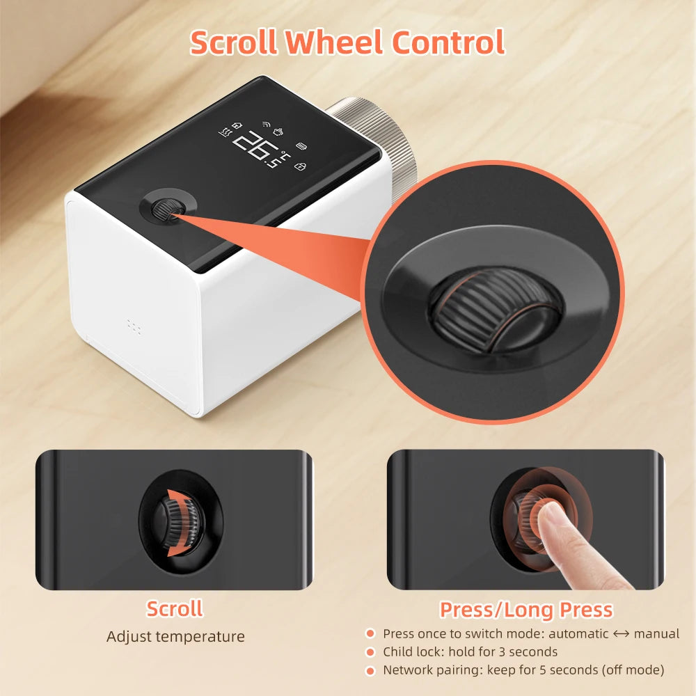 AVATTO ZigBee 3.0 Smart Thermostat Radiator Actuator,TRV Thermostatic Valve Controller Support Tuya Alexa Google Home Alice