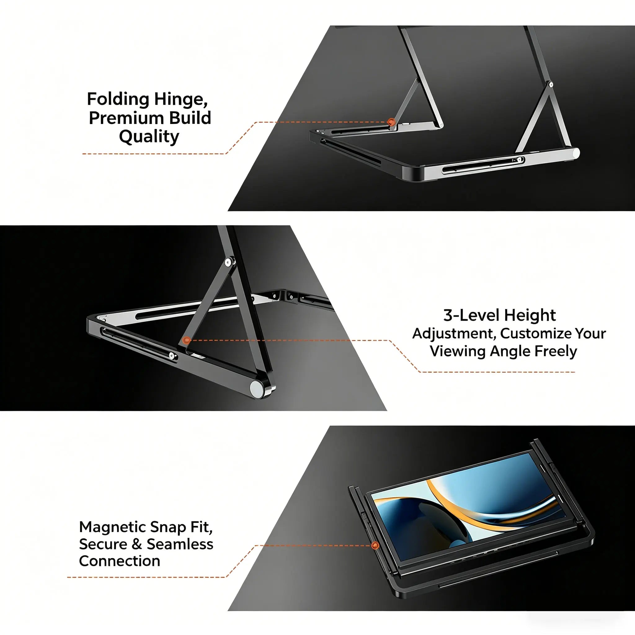 Sibolan 14" Three Screen Portable Monitor 60Hz 100% sRGB Metal Body HDMI USB-C Plug Tripe Laptop Screen Extender For Win mac OS