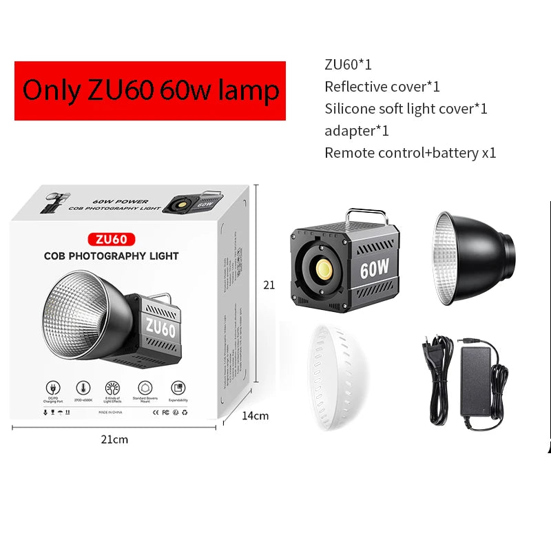 LED Video Light 60-80W Bi-Color Studio Lighting for Content Creators ZU60 60w Tidesmit