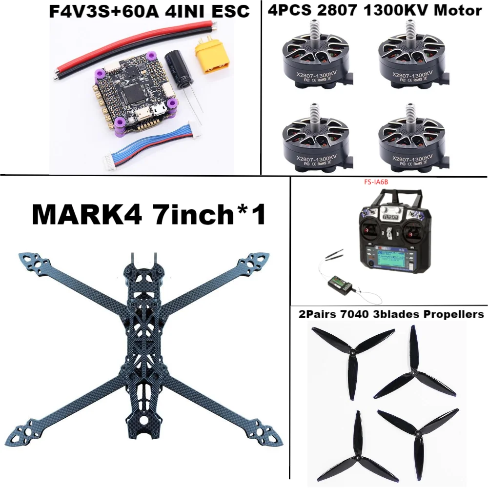 7-Inch FPV Racing Drone Kit with Carbon Fiber Frame - Tidesmit F4V3S 60A PackageB Tidesmit