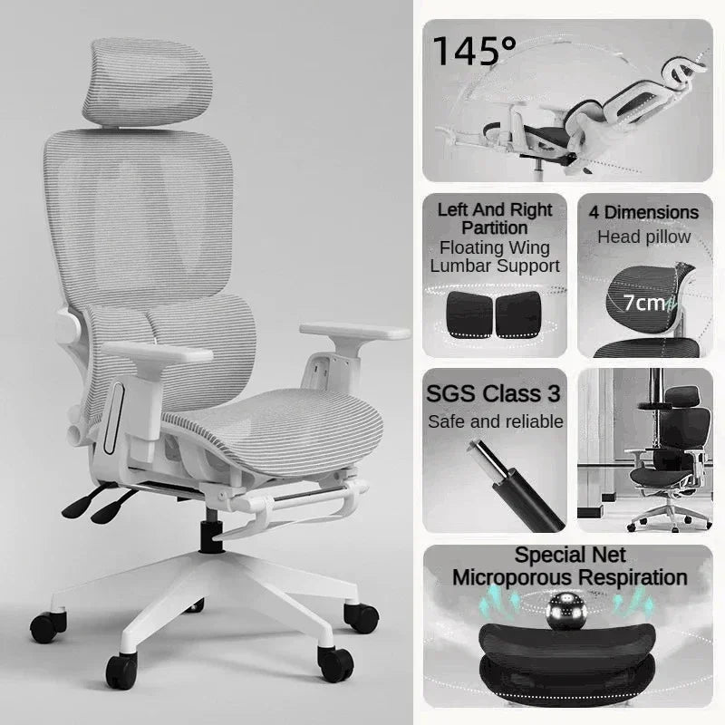 Massage Office Chair with Adjustable Lumbar Support - Ergonomic Tidesmit Massage Chairs White frame gray Tidesmit