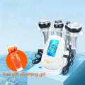 White cavitation machine with multiple probes for body contouring, includes a tube of slimming gel.