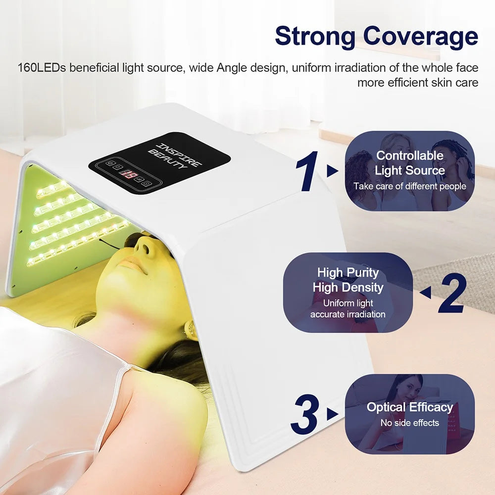 160 LEDs Foldable 7 Colors LED Photon Machine Home Use Beauty Salon LED Facial Body SPA Mask PDT Machine Face LED Mask Skin Care