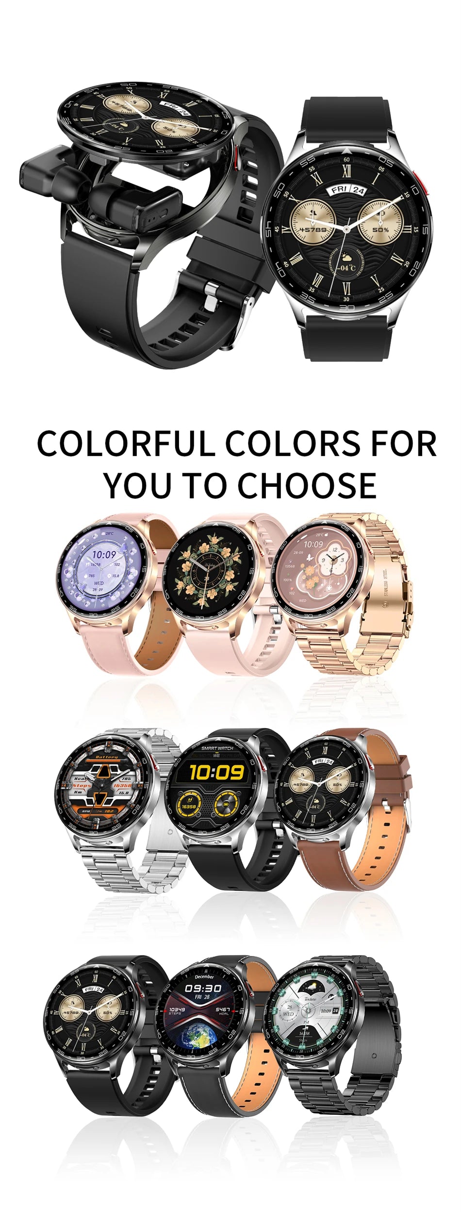 New TWS 2 in 1 Smart Watch with Headphones Sports Clock Bluetooth Call Music Watches Men Health Monitor Women Smartwatch Earbuds