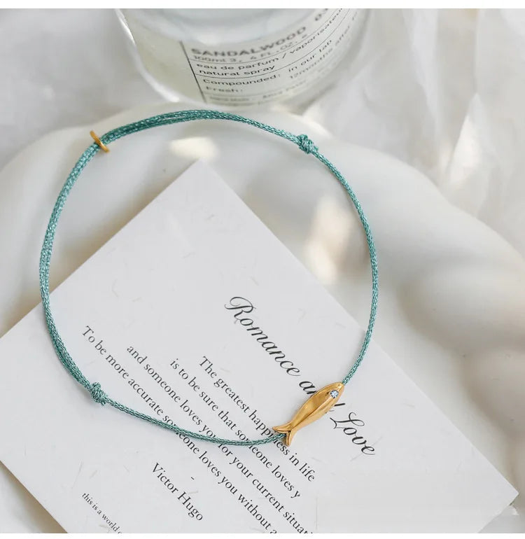 925 Sterling Silver Koi Fish Anklet Rope for Women Girl Cute Fashion Summer Jewelry Dropshipping Wholesale