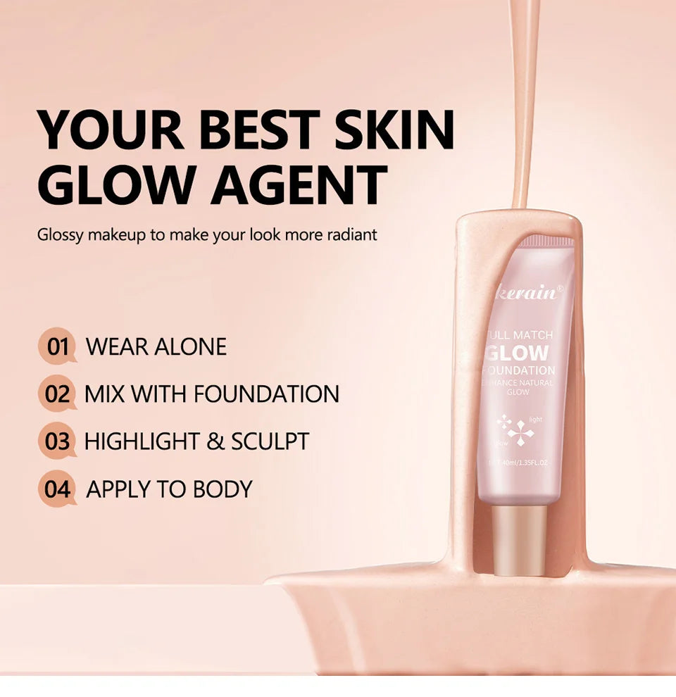 Tidesmit Glowing Foundation liquid texture close-up for natural moisturizing makeup look