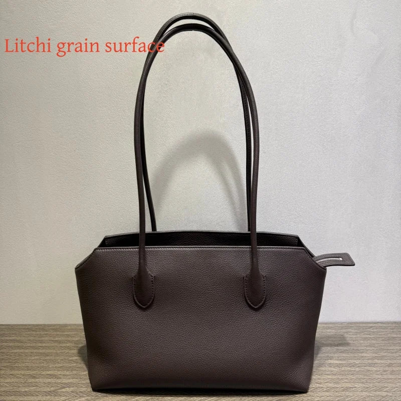 2026 new cow spine leather large capacity shoulder bag, leather handbag, commuting leather women's bag, high-end customized vers