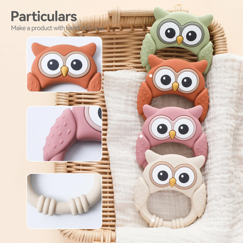 Baby Silicone Teether Toys,Perfect for Teething Toys 0-3-6 Months and Shower Gifts, BPA-Free, Ergonomic Dinosaur Wood Design.