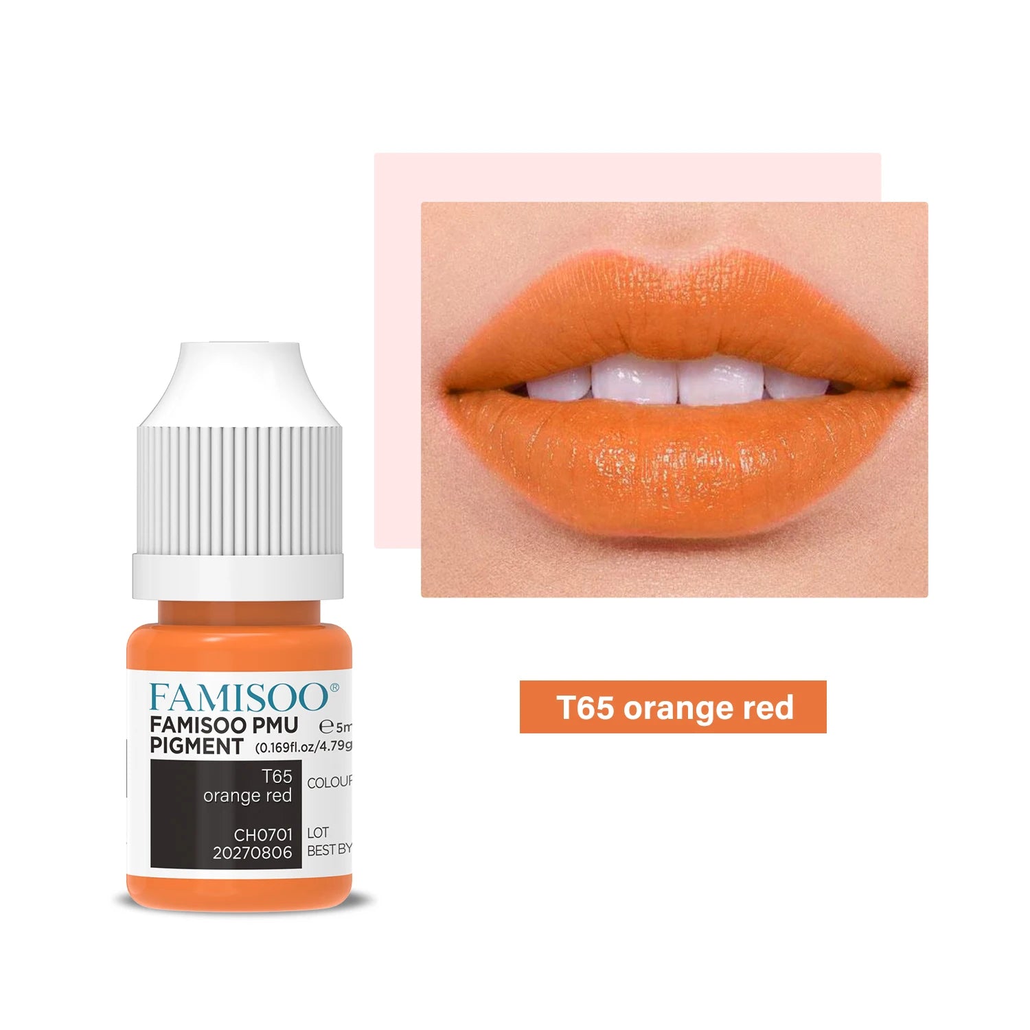 Permanent Makeup Pigment 5ml | Professional PMU Lip & Brow Ink Permanent Makeup Machines T65 Orange red China Mainland