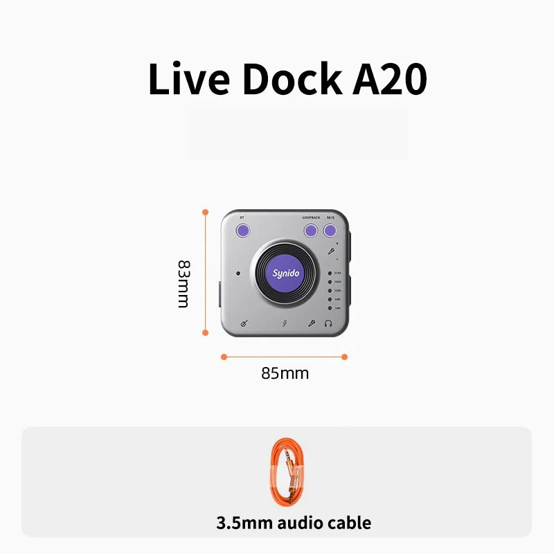 A20 Audio Interface for Live Streaming | Portable Wireless Recording Dock Live Dock A20 Tidesmit