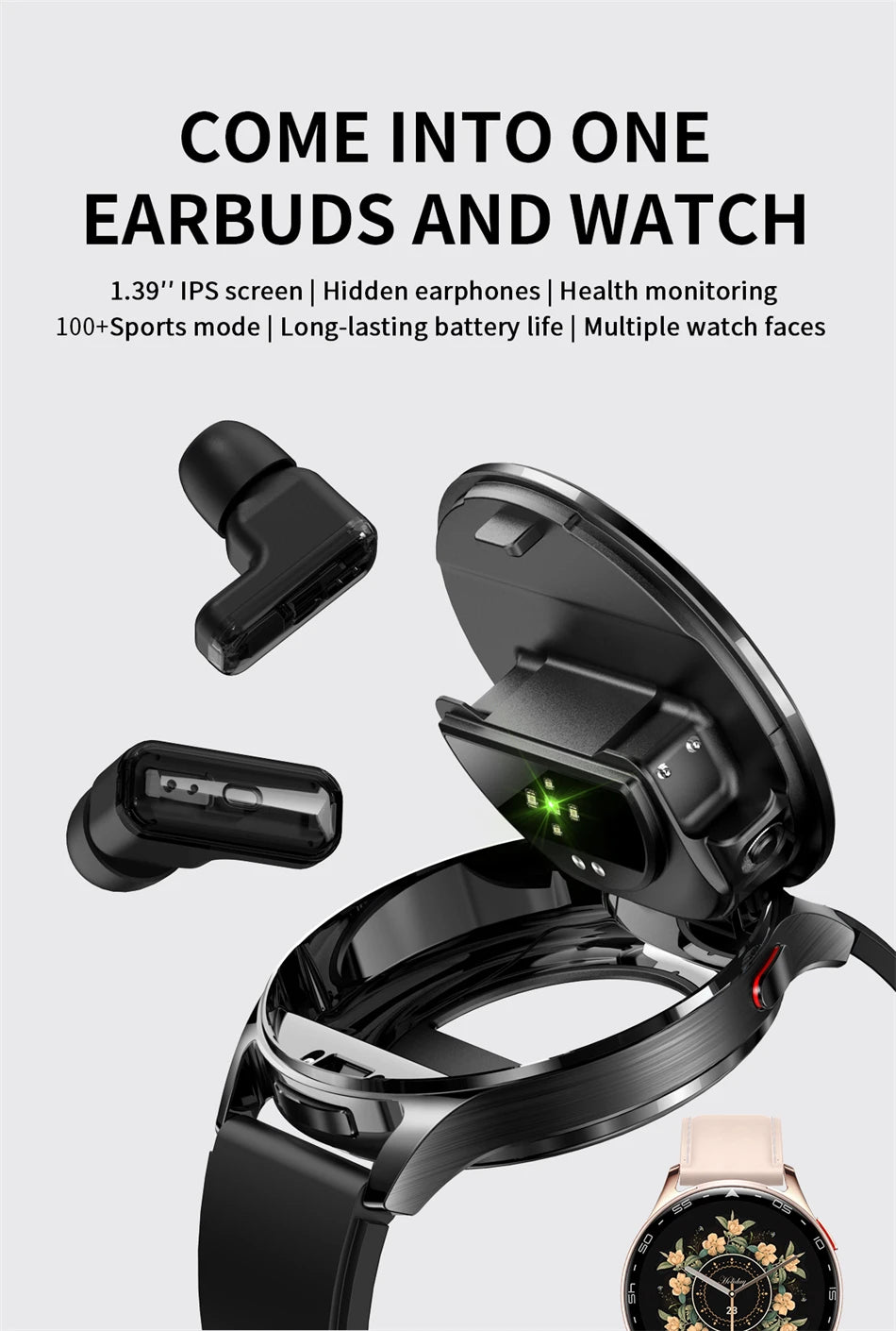 LIGE New 2-in-1 Smart Watch with TWS Bluetooth Earphones Heart Rate Blood Oxygen Monitor New Sport Fitness BT Call Music Watches