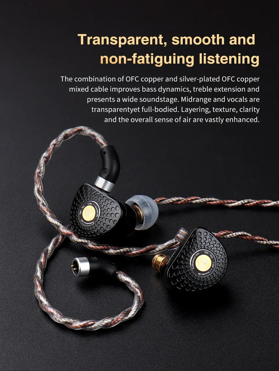 Silver Plated Replacement Earphone Cable - 3-Jack Kit Tidesmit Tidesmit