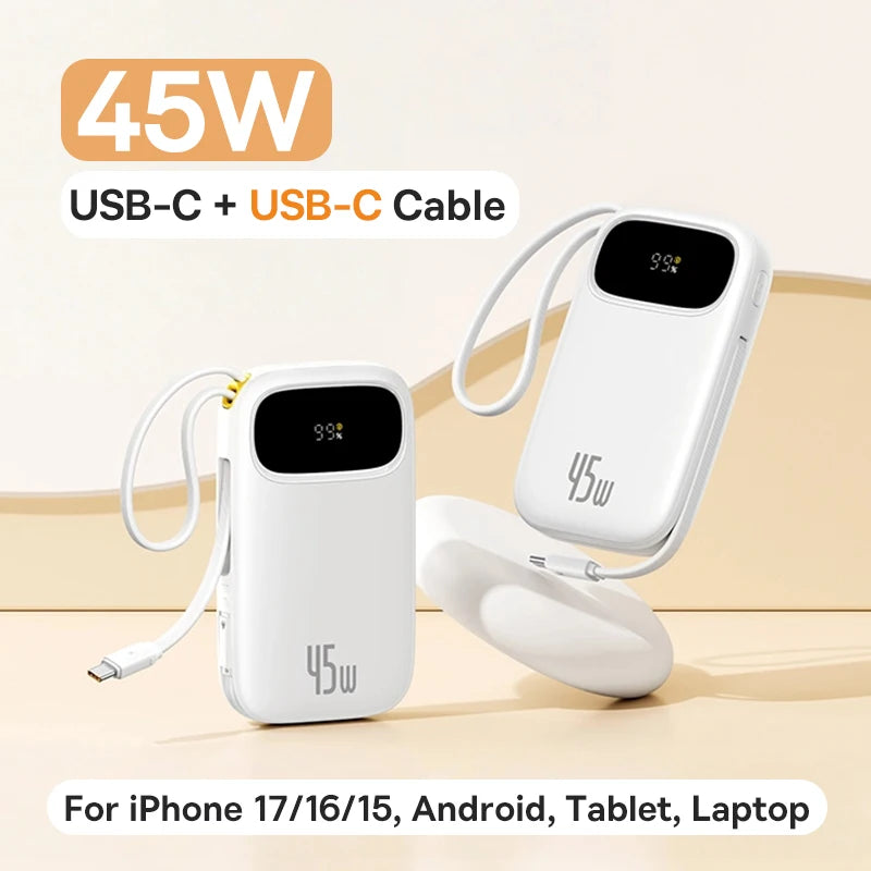 20000mAh Portable Charger with Fast Charging PD Power Delivery Dual USB-C White Tidesmit