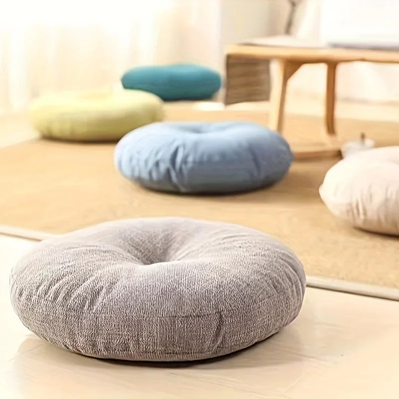 Thick Round Cushion,Soft & Comfortable Full-Filled Meditation Yoga Pillow, Bohemian Zen Home Decor in Vibrant Orange