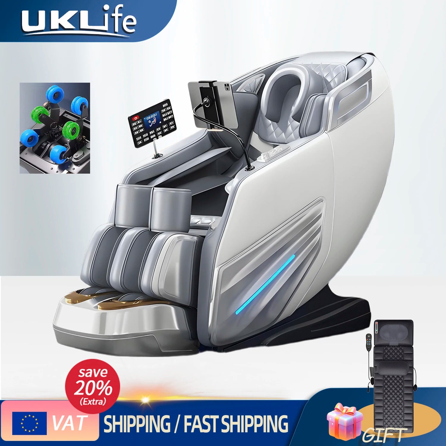 6D SL-Track Full Body Massage Chair - Deep Tissue Heat Therapy Body Shaping Massage Equipment Tidesmit