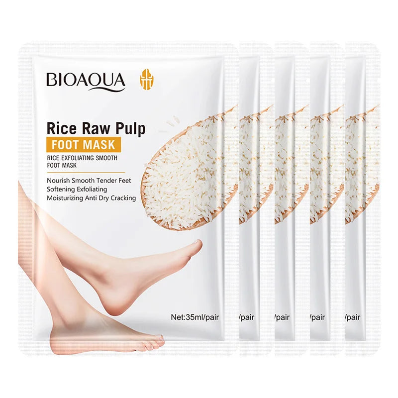 White Rice Foot Mask Moisturizing Exfoliating Treatment - 1-5 Pack Scrubs Treatments 5pcs Tidesmit