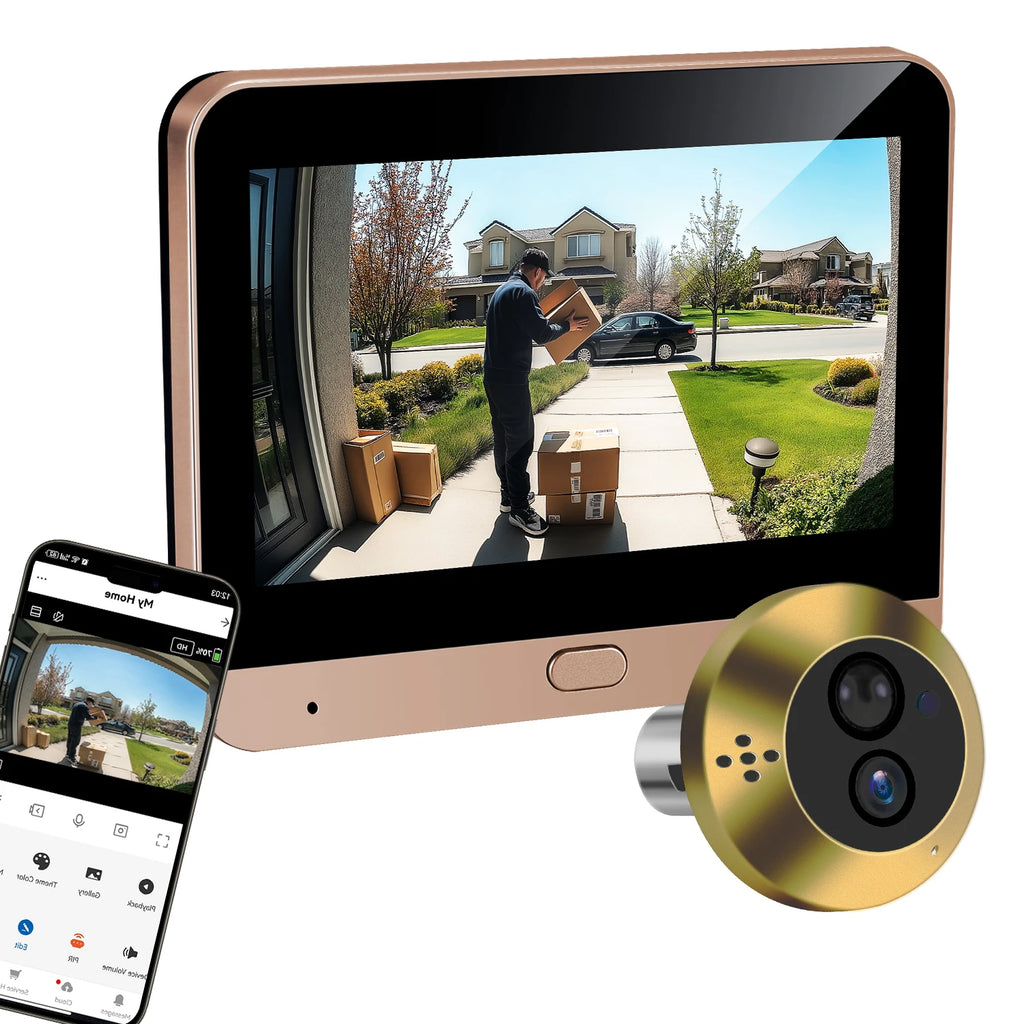 Tuya Smart Two Way Audio Door Eye Viewer With 3MP Camera Tuya 140 Degree Wide Angle Night Vision Video Door Phone Intercom