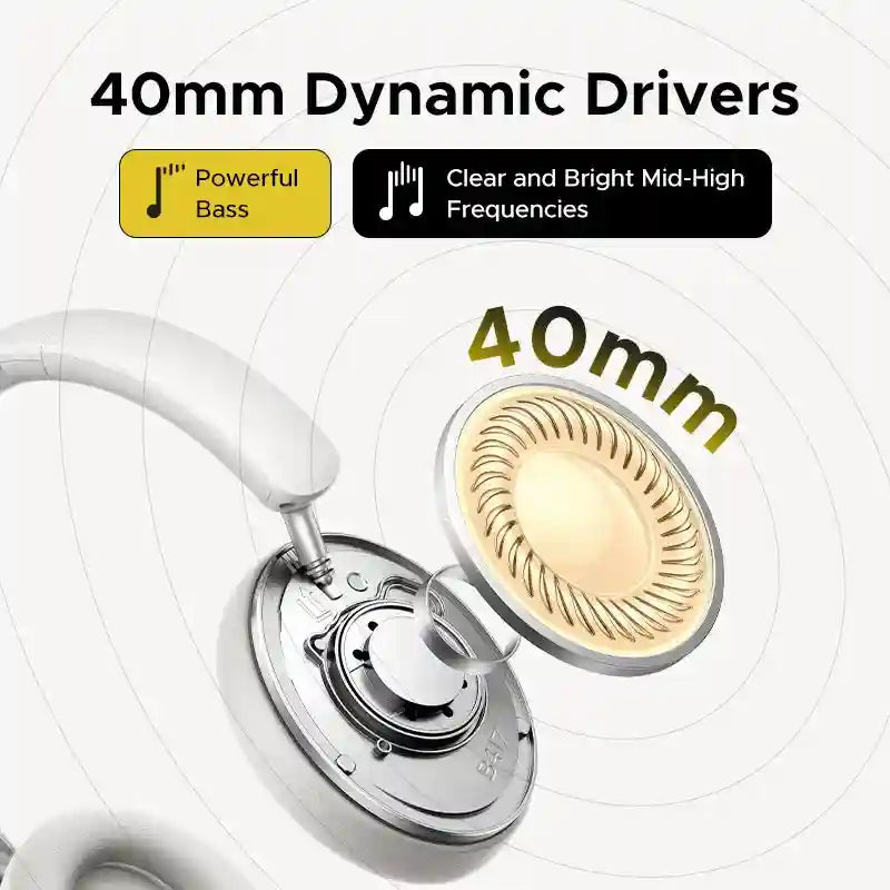 Wireless Over-Ear Headphones with 80H Playtime and Noise Cancellation Tidesmit