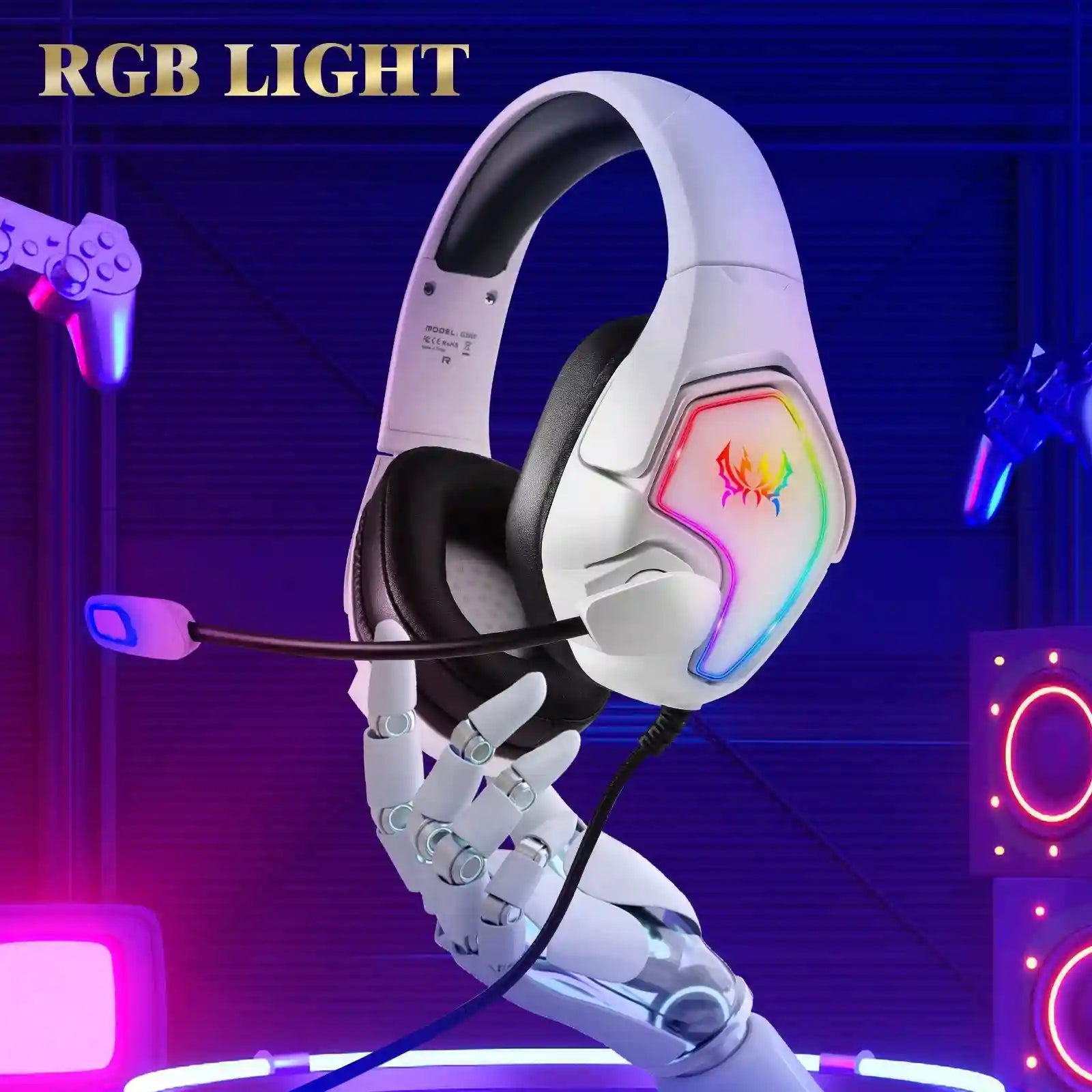 Gaming Headset G3000 White: Low Latency Over-Ear PC & PS5 Audio Tidesmit
