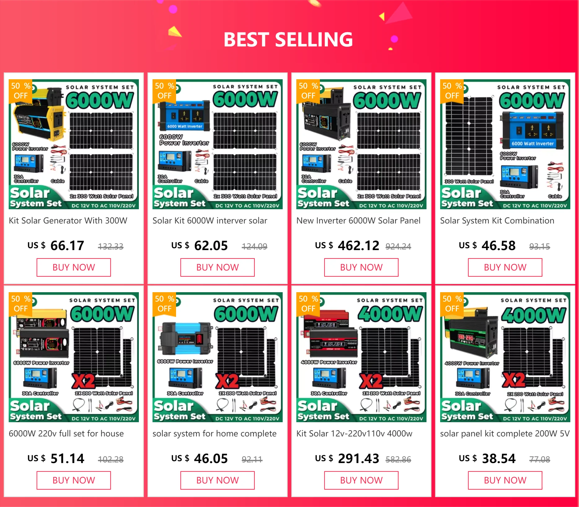 6000W 220v full set for house Inverter 30A Controller 200W Solar Panel Portable solar generator photovoltaic kit Camping For Car