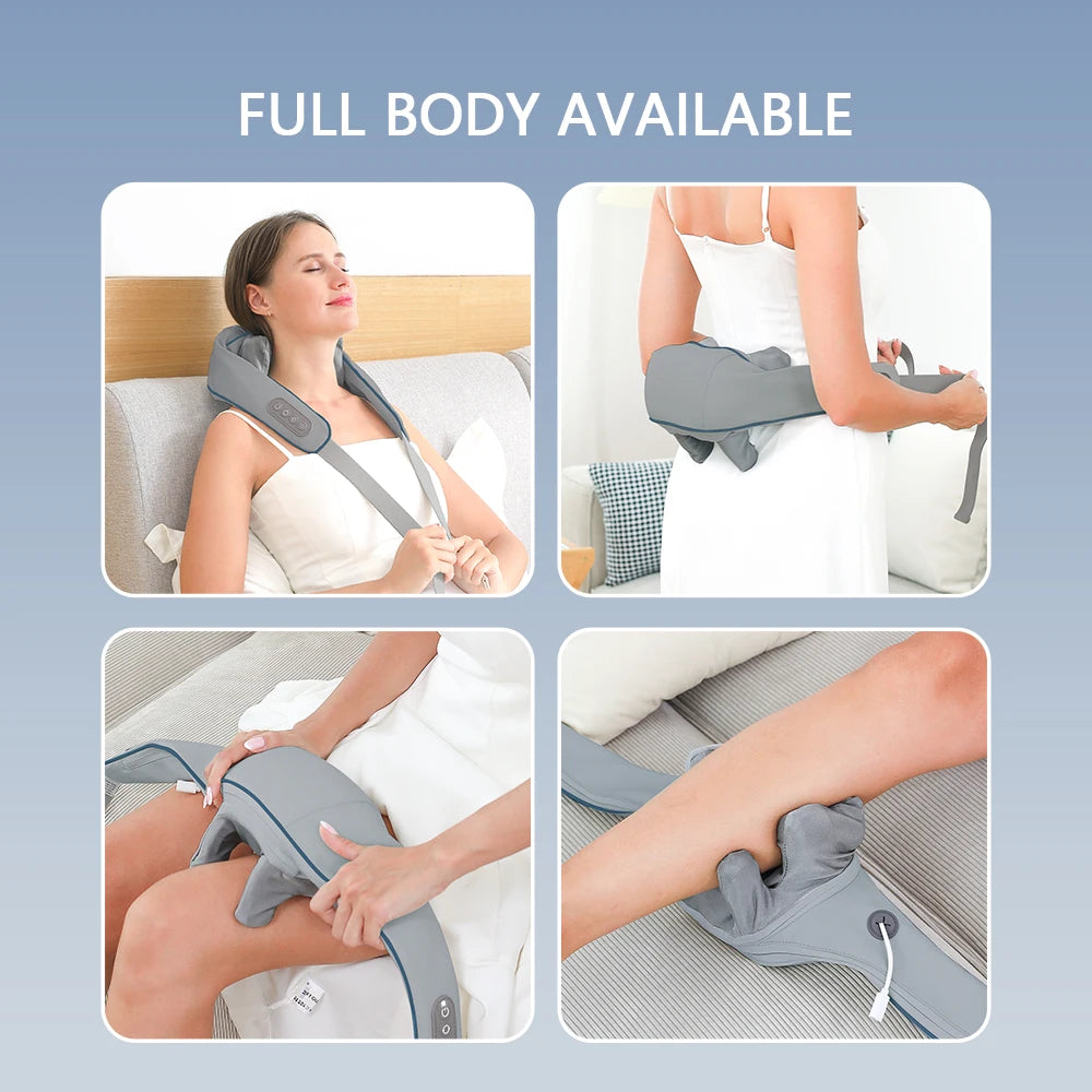 Electric Neck and Shoulder Massager - Cordless Deep Tissue Heat Therapy Body Shaping Massage Equipment Tidesmit