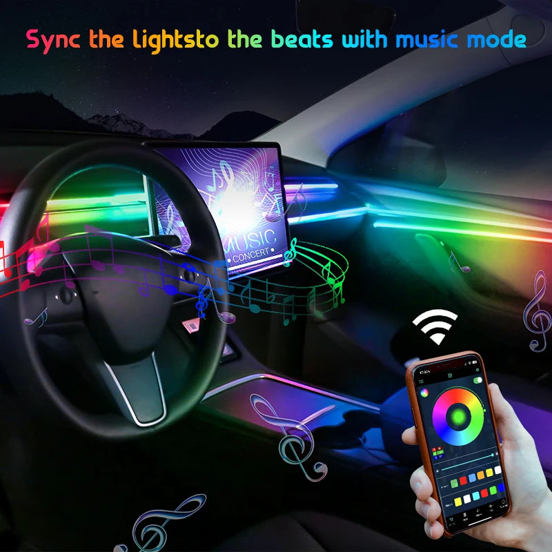 Car Interior LED Ambient Lights 22-in-1 RGB Symphony Kit - Tidesmit Tidesmit