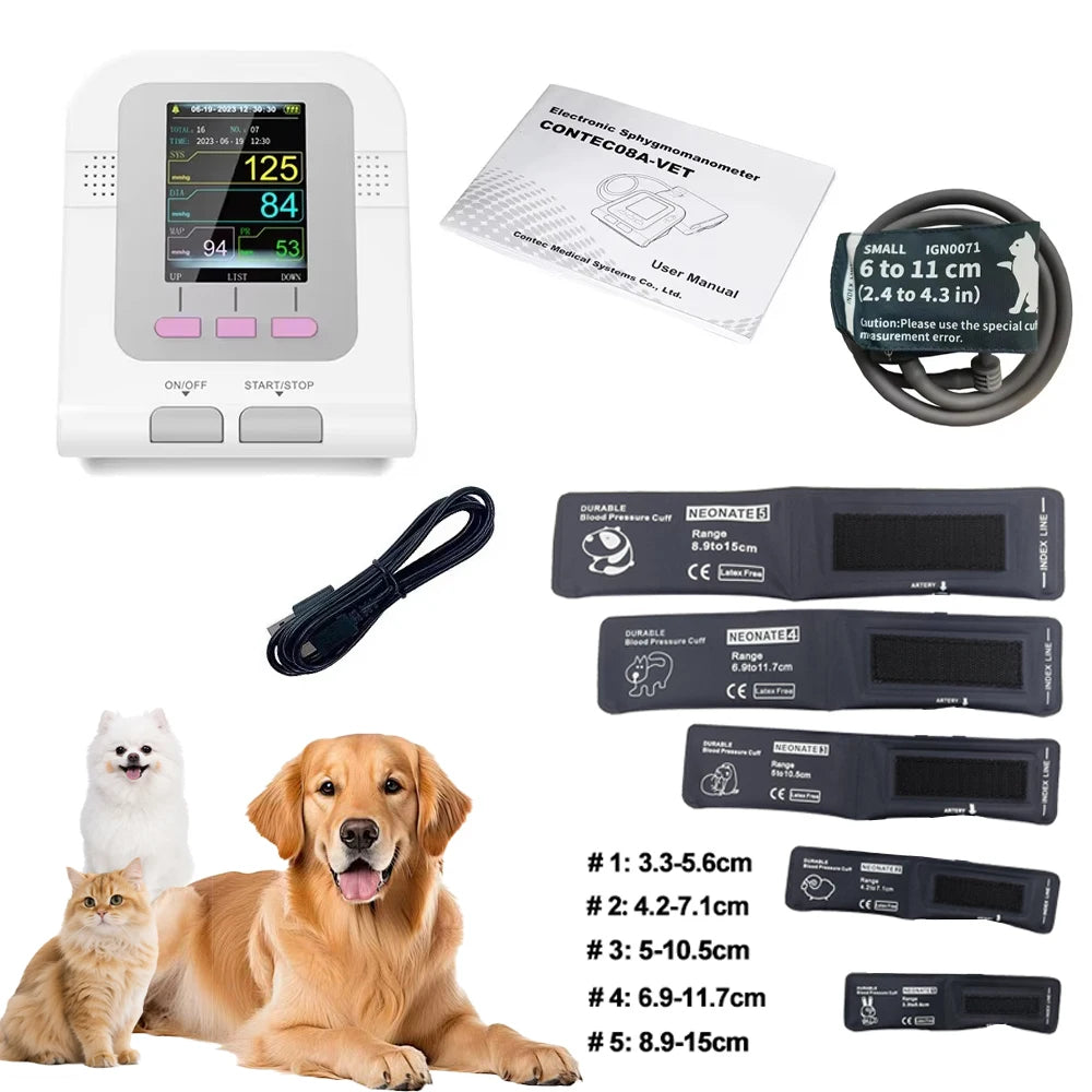 CONTEC08A Vet Use Electronic Sphygmomanometer Digital Blood Pressure Veterinary Vet Use Monitor Pets Dog Cat Horse Etc